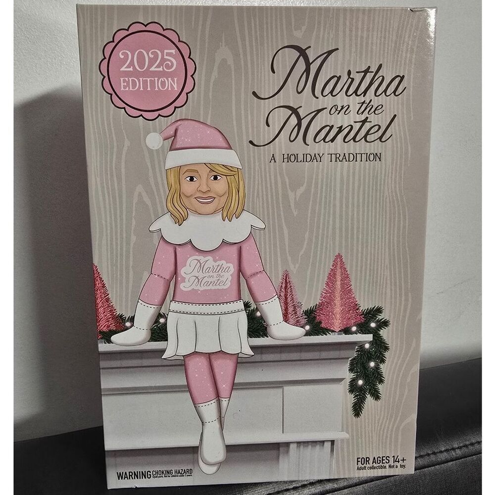 Martha Stewart Martha on The Mantel 10” Christmas Pink Plush Figurine, New